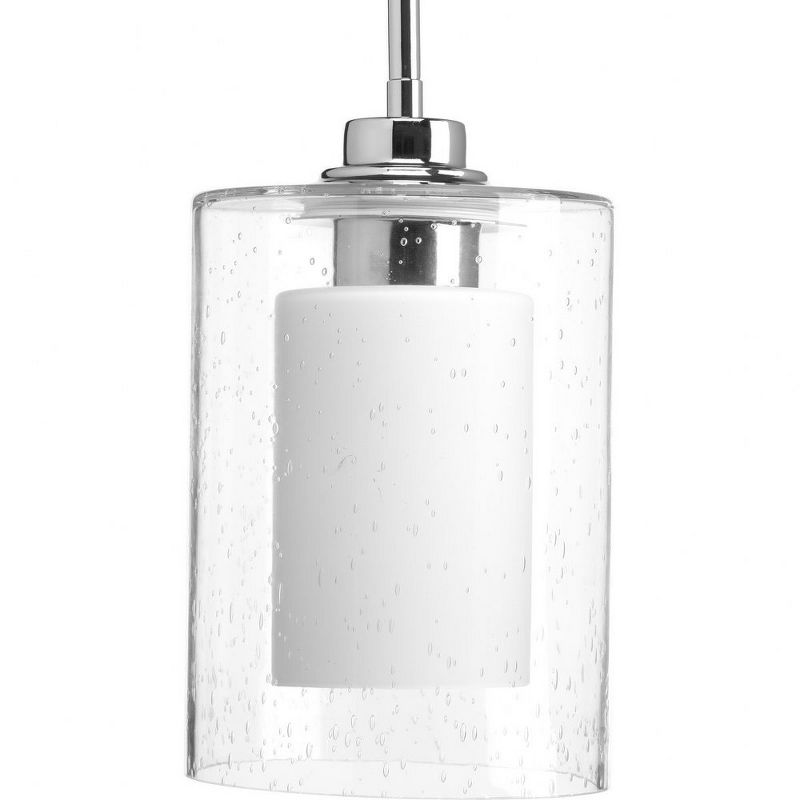 Progress Lighting, Double Glass, 1-Light Mini-Pendant, Polished Chrome, Seeded & Etched Glass, Steel, Damp Rated, 1 of 5