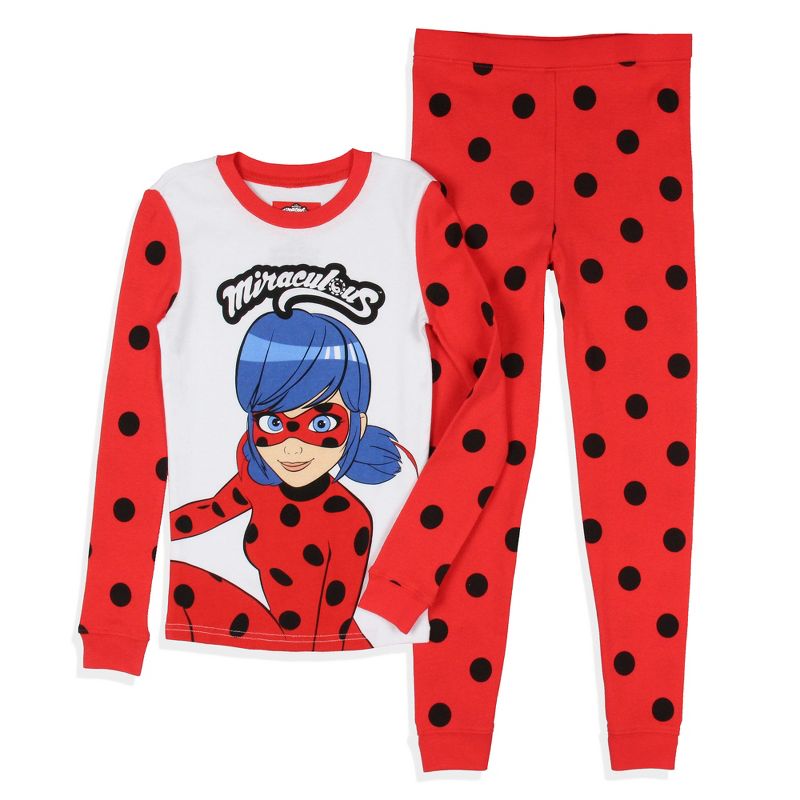 Miraculous: Tales of Ladybug & Cat Noir Girls' Tight Fit Sleep Pajama Set Red, 1 of 6