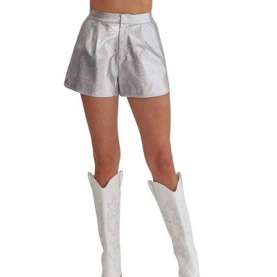 Women's Pnina Metallic Vegan Leather Shorts - entro