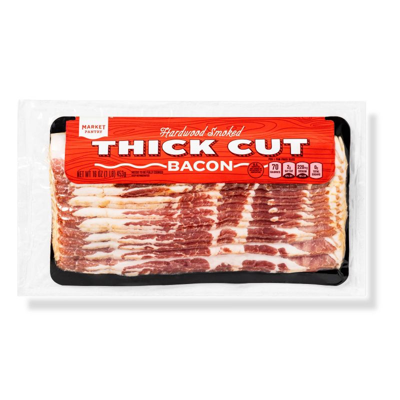 Hardwood Smoked Thick Cut Bacon - 16oz - Market Pantry&#8482;, 1 of 5