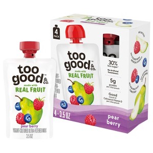 Too Good & Co. Kids' Pear Berry Traditional Yogurt Pouches - 14oz/4ct - 1 of 4