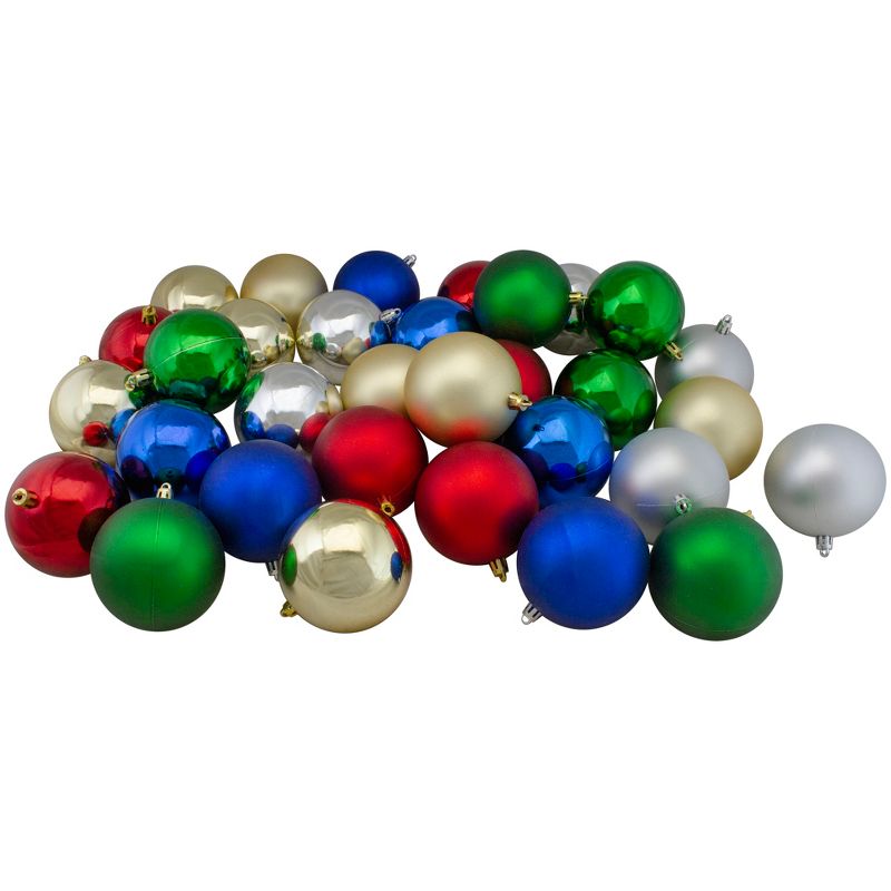 Northlight 32ct Shatterproof Shiny and Matte Christmas Ball Ornament Set 3.25" - Gold/Silver, 1 of 4
