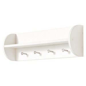 Danya B Utility Shelf with Four Large Stainless Steel Hooks White: Towel Rack, Entryway Organizer, No Assembly Required - 1 of 3