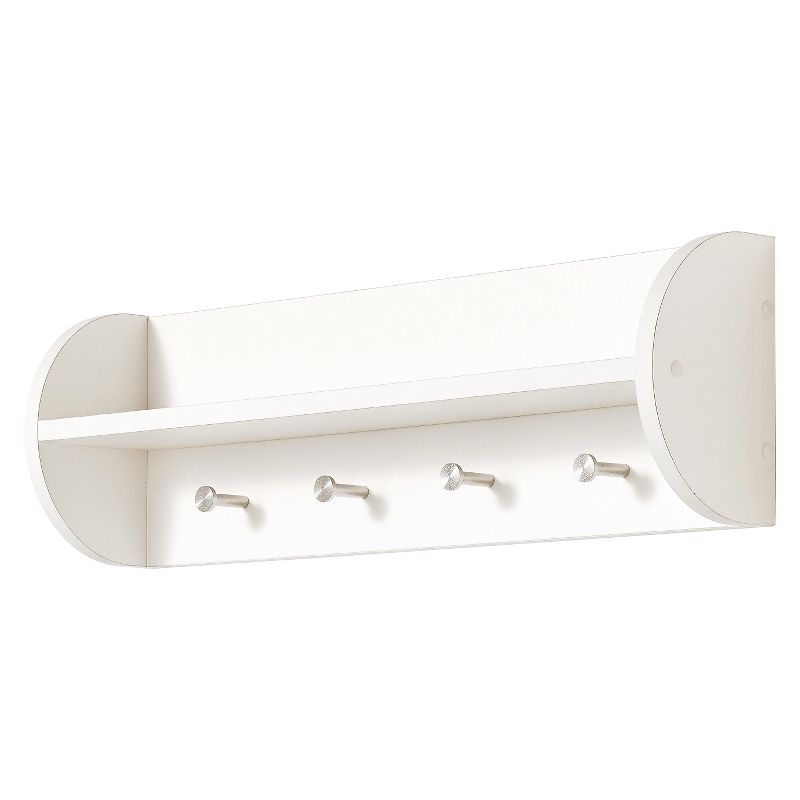 Danya B Utility Shelf with Four Large Stainless Steel Hooks White, 1 of 4