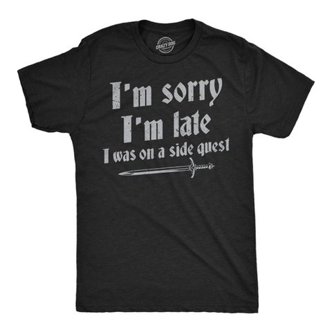 Мужские футболки Crazy Dog T-Shirts, Inc. Mens Funny T Shirts Im Sorry I Was Late I Was On A Side Quest Novelty Tee - Crazy Dog Men's T Shirt With Sarcastic Sayings Black XL