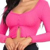 Slickblue Women's Ribbed Long Sleeve Button-Front Top, Cropped Fit, Casual Stretch Style, 10 Color Options, Size S-L - 3 of 4