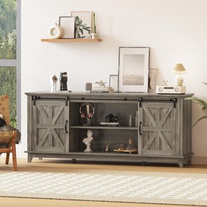Farmhouse TV Stand for Living Room Bedroom 66 Inch, Tall Entertainment Center with Storage Shelves, Media Console Cabinet with liding Barn Door - 1 of 4