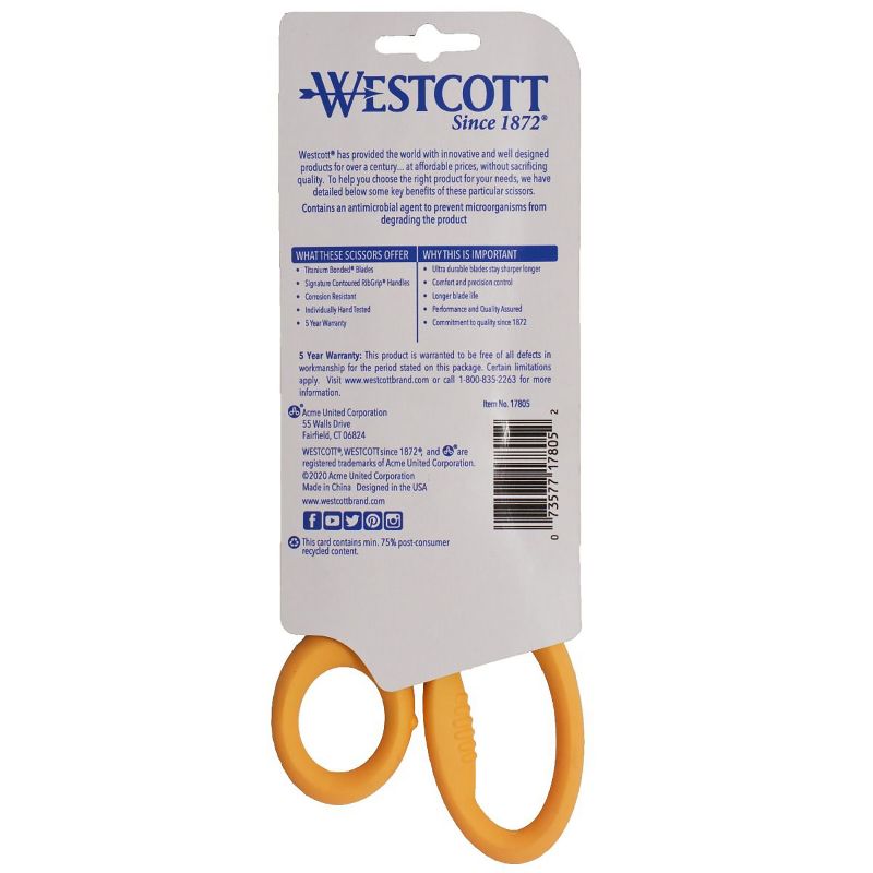 Westcott® 8" Titanium Bonded Scissors with Anti-Microbial Handles, 3 of 6
