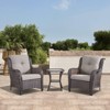 POCASSY 3 Piece Patio Furniture Set, All Weather Wicker Accent Lounge Club Patio Chairs with Side Table for Porch Balcony - 2 of 4