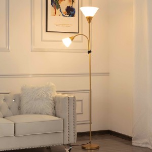 MAYEERTY 71.3" Torchiere Floor Lamp - 2-in-1 Main + Reading Light, 3 Color Temperatures, 4 Colors - 1 of 4
