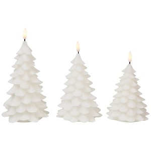 Northlight Flickering Flameless LED Christmas Tree Wax Candles - 7.25" - White - Set of 3 - 1 of 4