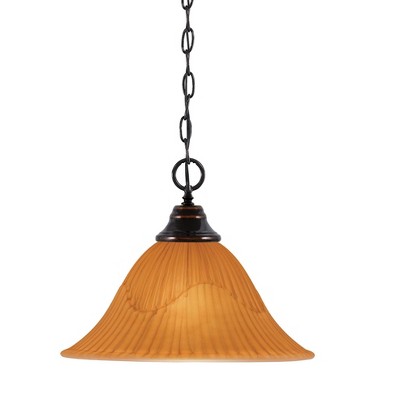 Toltec Lighting Any 1 - Light Pendant in  Black Copper with 14" Tiger  Shade