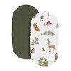 Sweet Jojo Designs Boy, Girl, Gender Neutral Baby Bassinet Fitted Sheets Set Watercolor Woodland Forest Animals Green Brown and Red 2pc - 2 of 4