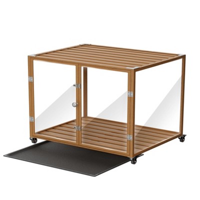 Artloge Modern Extra Large Heavy Duty Dog Crate Tempered Glass Pet Cage with Anti-Rust Aluminum Frame Lockable Casters & Spacious Interior
