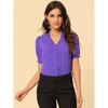 INSPIRE CHIC Women's Ruffle V Neck Short Sleeves Pleated Front Blouse - 3 of 4