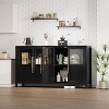 coucheta 55" Sideboard Buffet Cabinet with 4 Glass Doors, Modern Large Farmhouse Storage Cabinet Table, for Living Room, Kitchen, Dining Room - 4 of 4