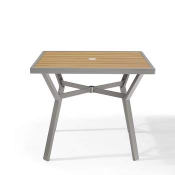 SONGMICS HOME Sencillo Collection - Dining Table, Patio Table, with Umbrella Hole, Square, Modern and Transitional Style,Gray and Beige