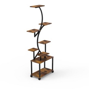 iMountek"8-Tier S-Shaped Plant Stand with Grow Lights, 61.42in Height & Lockable Wheels for Indoor/Patio"Brown - 1 of 4