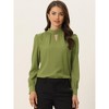 INSPIRE CHIC Women's Office Keyhole Elegant Stand Collar Long Sleeve Back Neck Button Blouse - 2 of 4