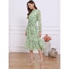 INSPIRE CHIC Women's Floral Mock Neck Long Sleeve Elastic Waist Flowy Midi Dress - 4 of 4