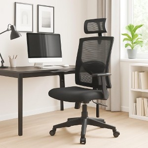 Ergonomic Office Chair - Adjustable Mesh Desk Chair with Lumbar Support, Swivel Executive Chair on Rolling Wheels for Home Office, Gaming - 1 of 4