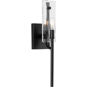 Progress Lighting, Rivera Collection, 1-Light Wall Sconce, Matte Black, Clear Textured Glass - 1 of 3