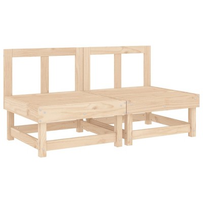 vidaXL Garden Middle Sofa Natural Pine Solid Pine Wood Medium Modular
