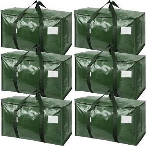 6 Pack Extra Large Moving Bags Zippers & Carrying Handles, Heavy-Duty Storage Tote Moving Boxes Space Saving - 1 of 4