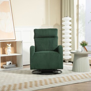 Modern Corduroy Swivel Glider Rocking Chair Upholstered Swivel Accent Armchair With Side Pocket Rocking Chair For Nursery-Cuddlewood - 1 of 4