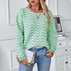 Womens Wavy Striped Sweater Crewneck Long Sleeve Knitted Sweater Casual Pullover Y2K Sweaters - 3 of 4