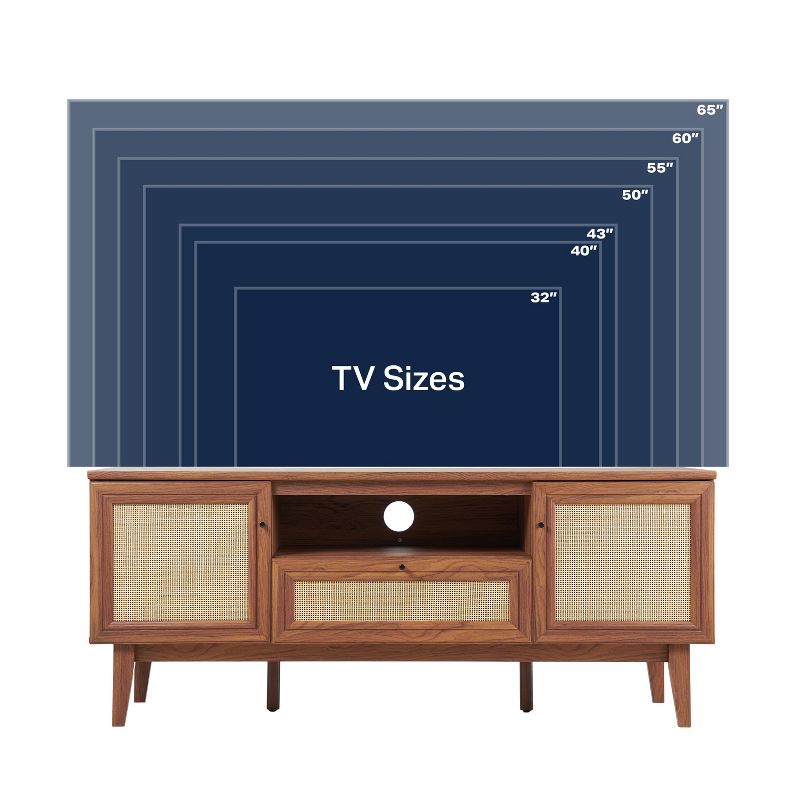 JONATHAN Y TVS1002A Finley 59 in. Farmhouse Caned TV Stand with Drawer and Storage Doors Fits TVs up to 65 in. with Cable Management, 5 of 11