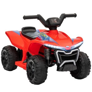 Qaba Kids ATV Quad, 6V Ride On Toy with Rechargeable Battery, Light, Music, Forward & Reverse, 4 Wheeler Battery Powered for Boys Girls, Red - 1 of 4