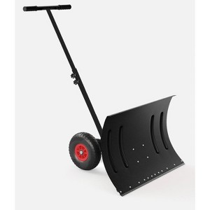 GustoWave 30 Inch Heavy Duty Wheeled Snow Shovel, Adjustable Metal Snow Pusher with 5-Position Handle & Multi-Angle Carbon Steel Blade - 1 of 4
