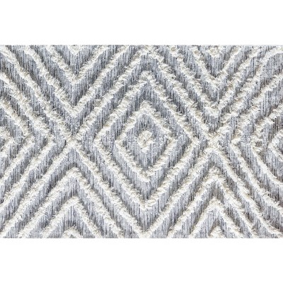 Gray and White Diamond Pattern Wool Area Rug, 8' x 10'