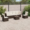 vidaXL 7 Piece Patio Sofa Set with Cushions - Brown and Cream With Table - 2 of 4