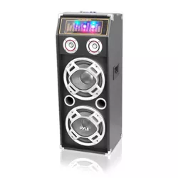 Pyle  PSUFM1035A Disco Jam 1000 Watt 2 Way DJ Bluetooth Karaoke Party Speaker with 3 Color Changing Flashing LED Disco Lights, & 2 1/4 Inch Mic Inputs