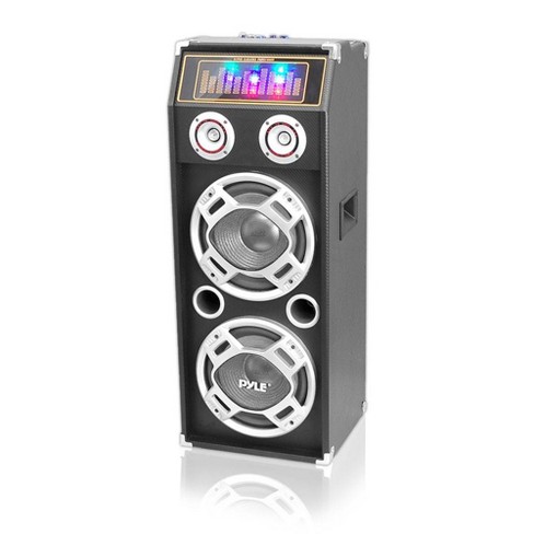 Pyle  PSUFM1035A Disco Jam 1000 Watt 2 Way DJ Bluetooth Karaoke Party Speaker with 3 Color Changing Flashing LED Disco Lights, & 2 1/4 Inch Mic Inputs - image 1 of 4