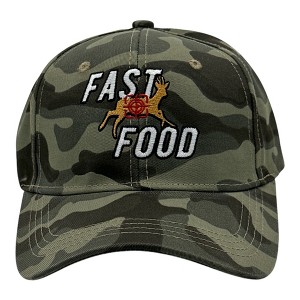 Fast Food Hat Funny Sarcastic Deer Hunting Graphic Novelty Cap - Crazy Dog Camo Standard - 1 of 4