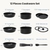Chery Life 6pcs Non-Stick Cookware Set, Pots and Pans Set with Spatula and Detachable Handle for Kitchen, White - 2 of 4