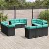 vidaXL Garden Sofa Set Black and Blue - 2 of 4
