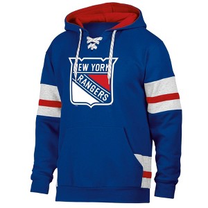 NHL New York Rangers Men's Long Sleeve Hooded Sweatshirt with Lace - 1 of 3
