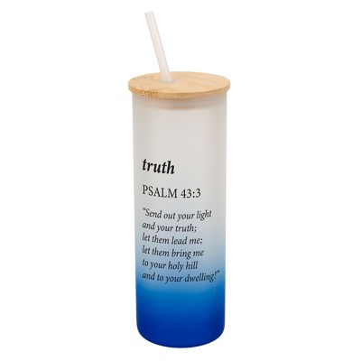 Elanze Designs Truth Light Lead Me Holy Psalm 43:3 Wrap-Around Design 25 Ounce Frosted Gradient Glass On-The-Go Coffee Travel Skinny Tumbler Mug Cup,