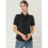 INSPIRE CHIC Women's Retro Dots Print Bow Tie Peter Pan Collar Chiffon Blouse - 2 of 4