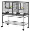 Resenkos Bird Cage, Bird Cages Habitat,Bird Cage with Rolling Stand Removable Metal Tray, Storage Shelf, Wood Perch Black - 2 of 4