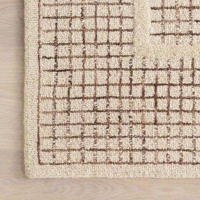 Ivory Geometric Tufted Handmade Wool Area Rug, 4' x 6'