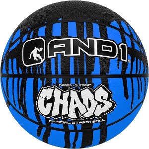 AND1 Chaos Rubber Basketball (Drip Collection), Official Size 7 (29.5”), Indoor/Outdoor Streetball, Sold Deflated (Pump Not Included), Blue/Black - 1 of 4