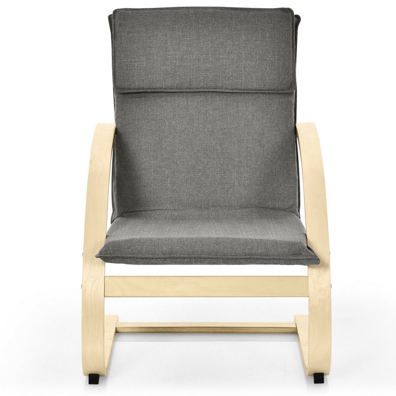 Costway Modern Bentwood Lounge Chair Fabric Upholstered Accent Leisure Armchair Gray, 5 of 11