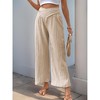 Women Pants Crinkle Textured Wide Leg Pants High Waisted Flowy Trousers - 2 of 4