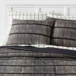 Stripe Printed Microfiber Reversible Comforter & Sheets Set Black/Gray - Room Essentials™