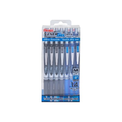 Pentel EnerGel RTX Retractable Gel Pen Medium Point 0.7mm Blue/Black Ink 14/Pack (BL77PC14AC)